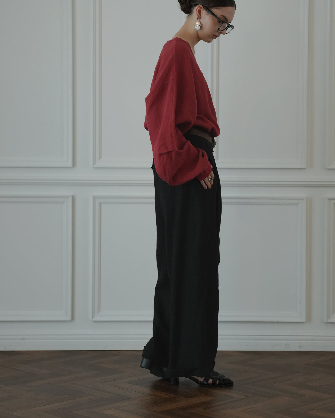 Double Hem Coin Pocket 2Tuck Wide Slacks.