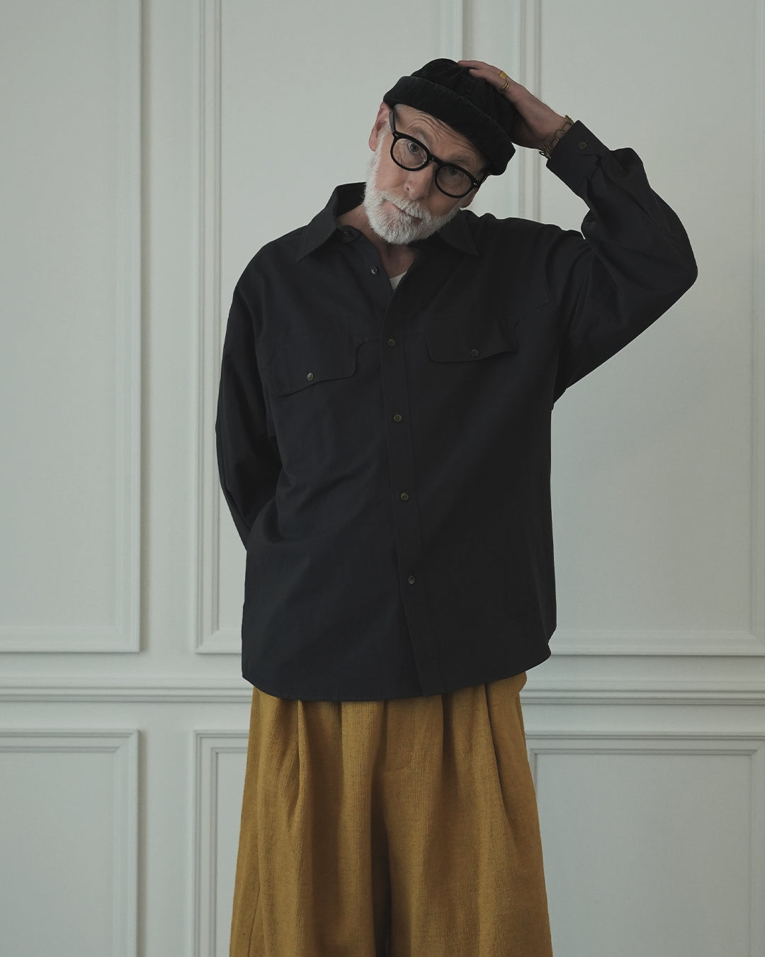 Layered Design Dress Military Shirt〈 000004-13 〉