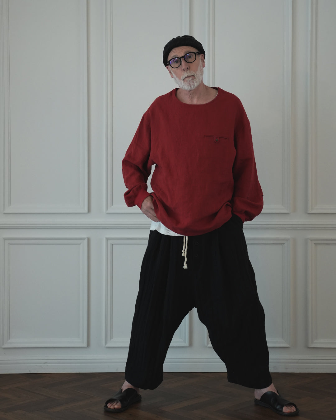 Crew Neck LS Tuck Rib Pullover.