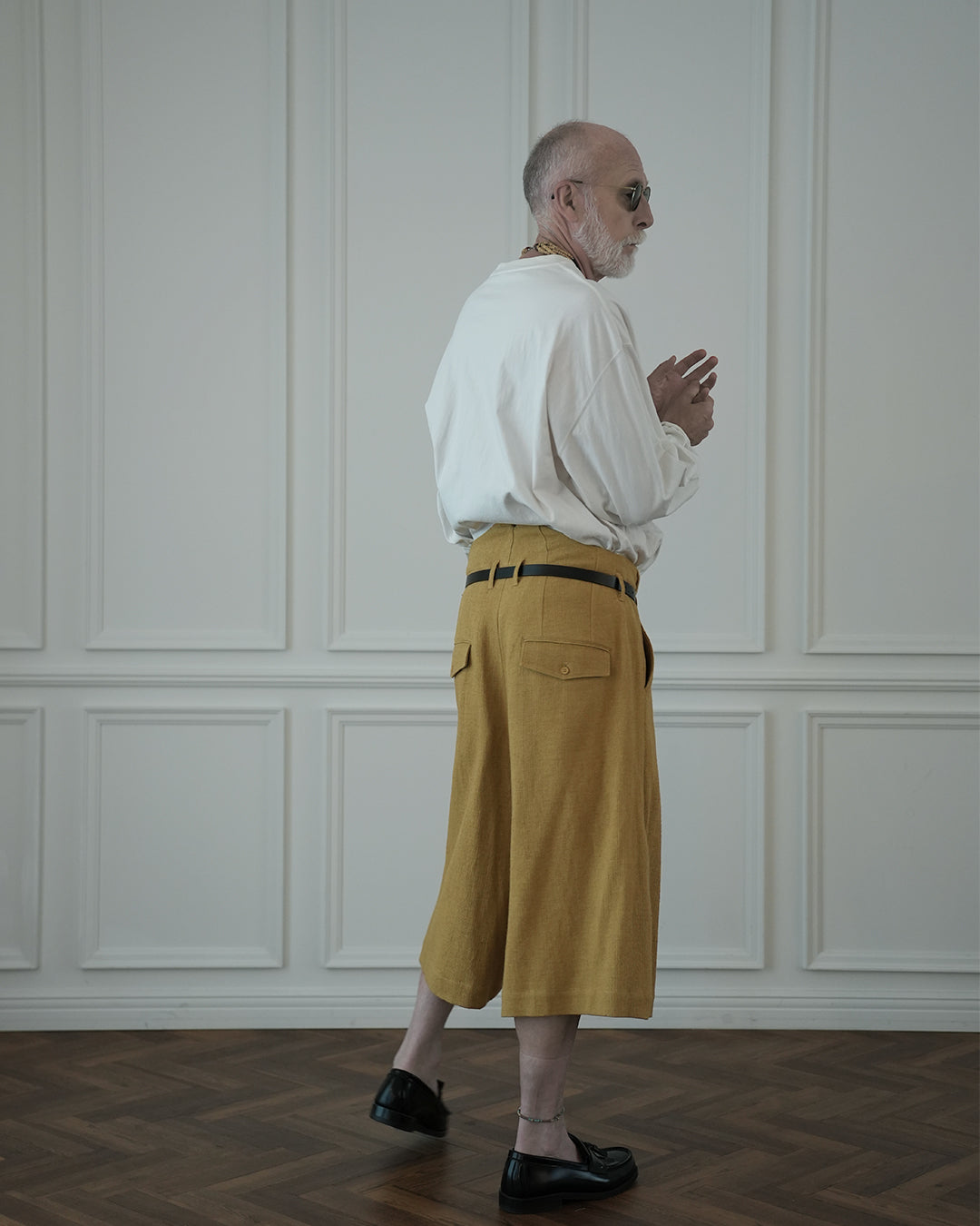 High Waist 2 Tuck Wide Half Trousers.