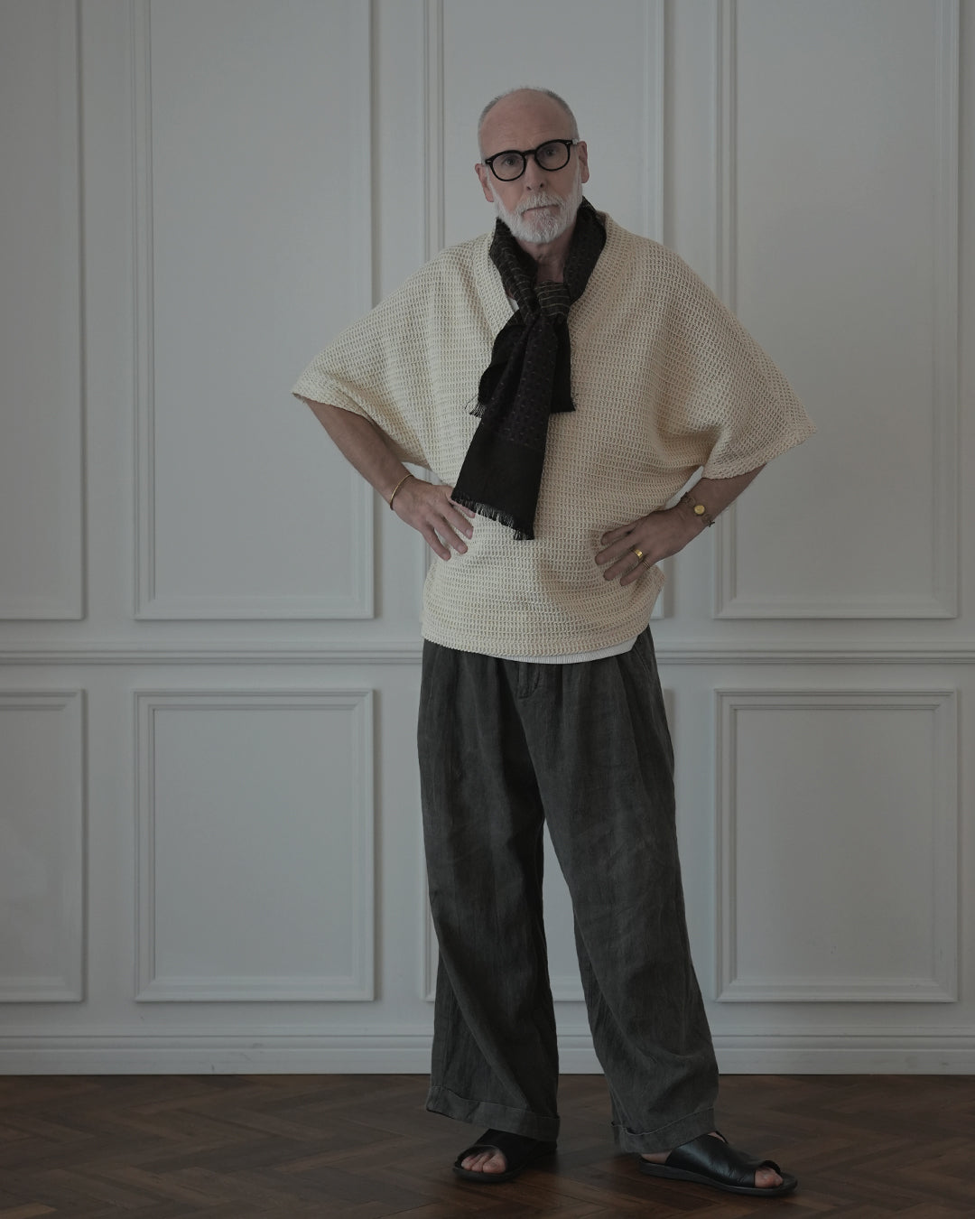 Waffle Russell V Neck 3/4 Sleeve Dolman Knit Pullover.