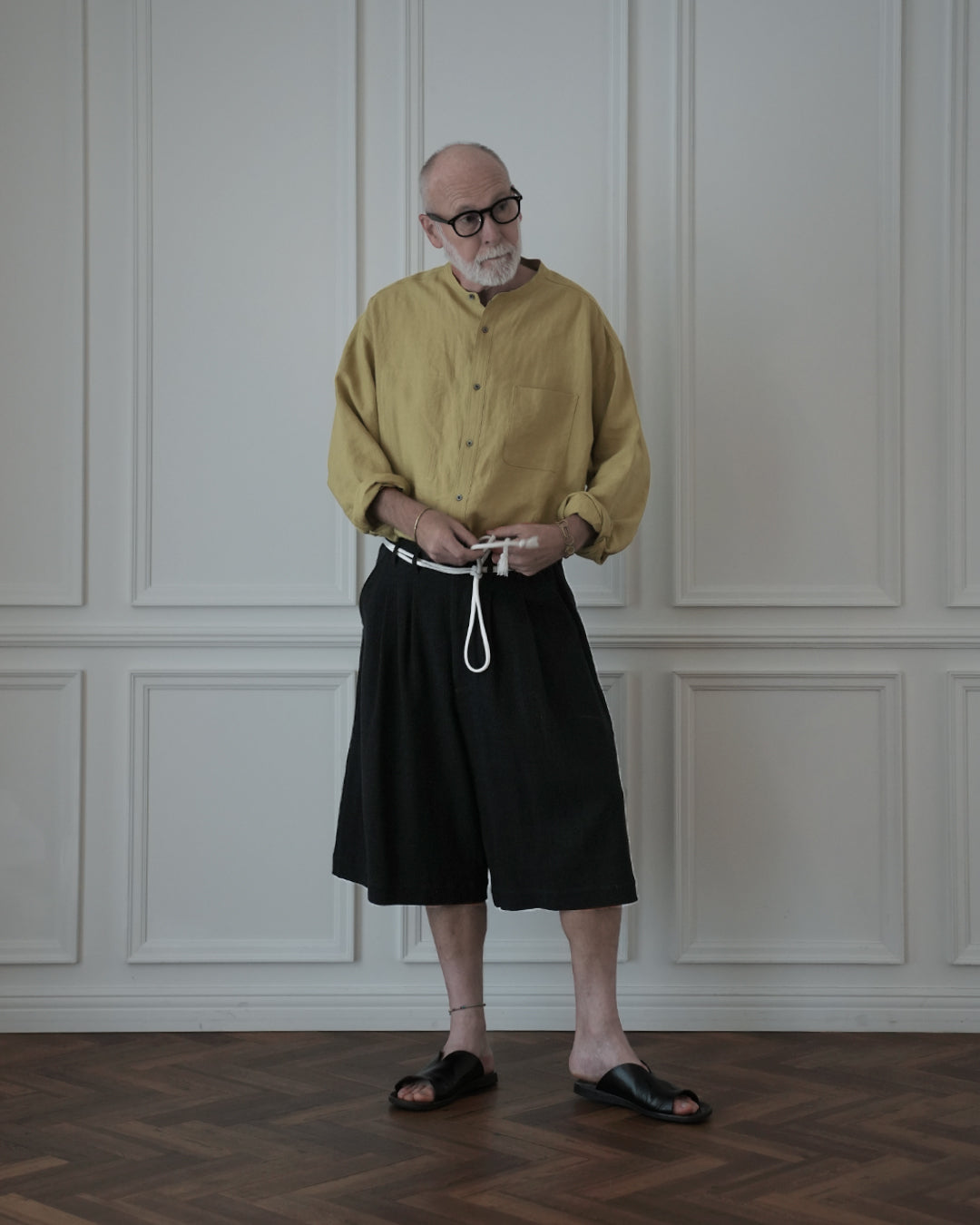 High Waist 2 Tuck Wide Half Trousers.