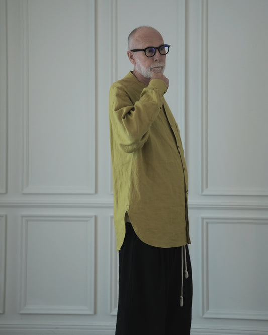 Band Collar Henley Neck Like Atelier Shirt.