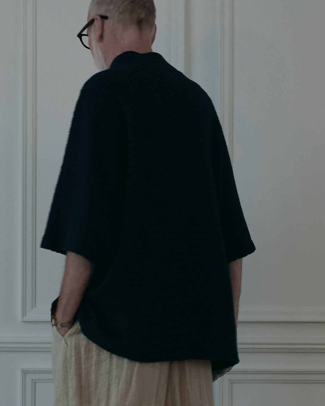 Waffle Russell V Neck 3/4 Sleeve Dolman Knit Pullover.