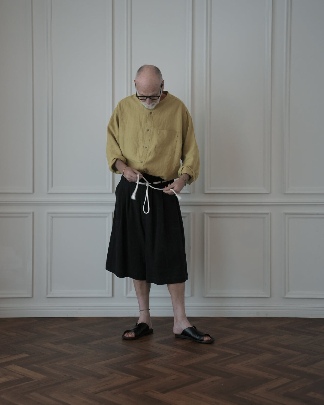 High Waist 2 Tuck Wide Half Trousers.