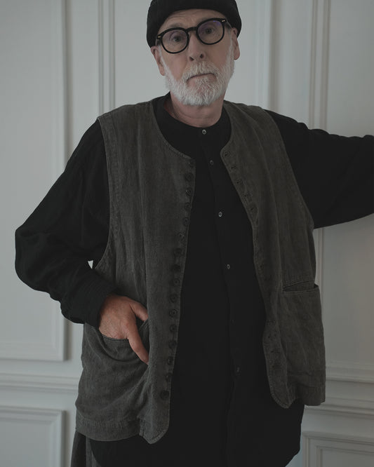 Button Design Crew Neck Vest.