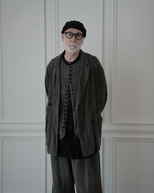 Back-Open Peak Lapel Double-Breasted Over Jacket.