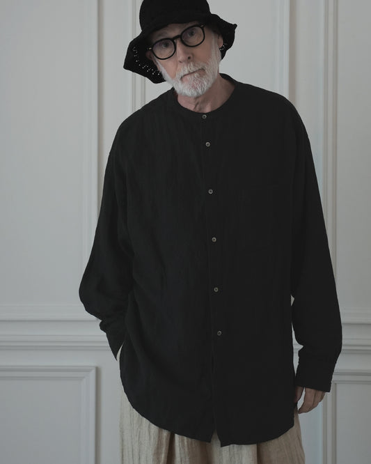 Band Collar Henley Neck Like Atelier Shirt.