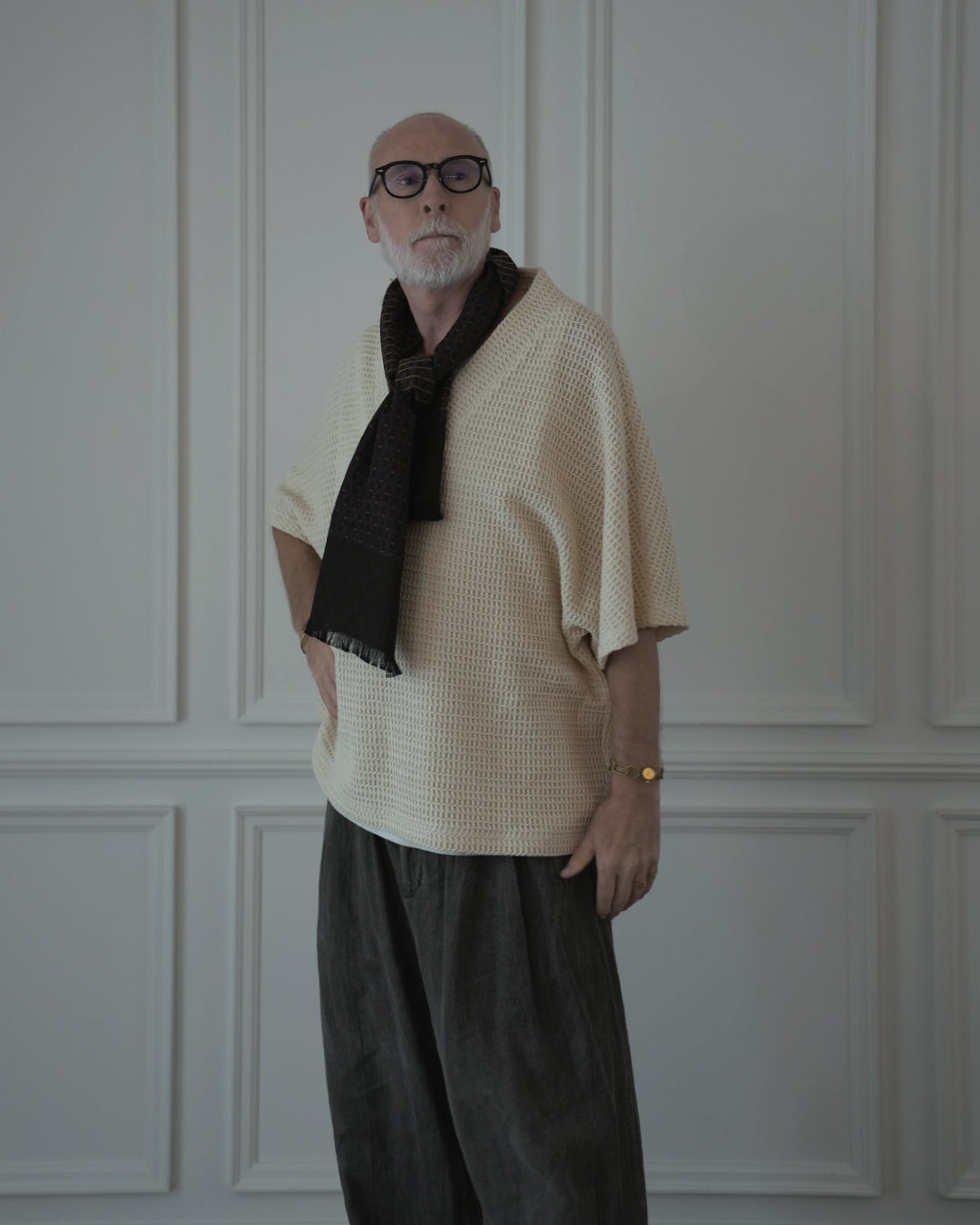 Waffle Russell V Neck 3/4 Sleeve Dolman Knit Pullover.