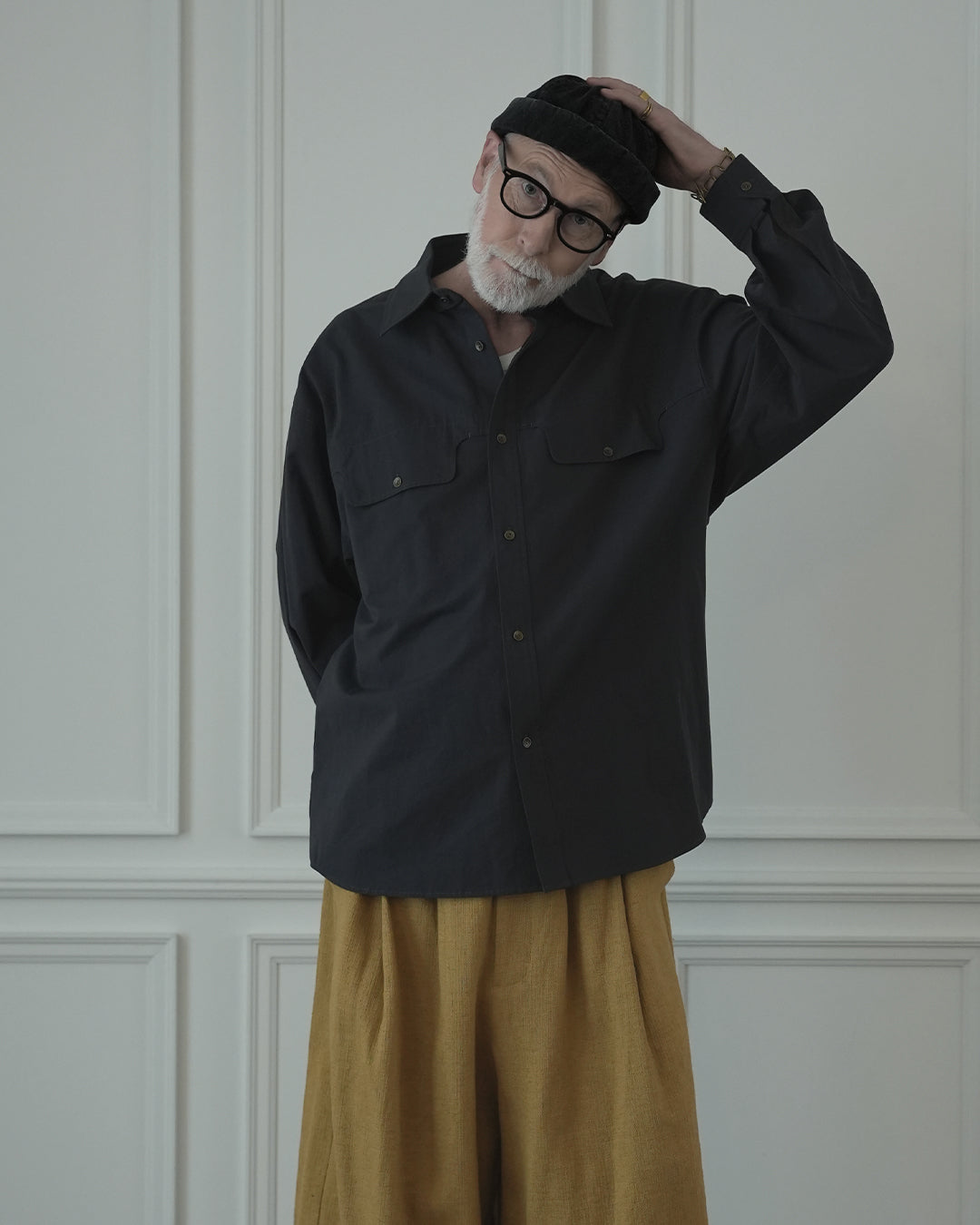 Layered Design Dress Military Shirt.