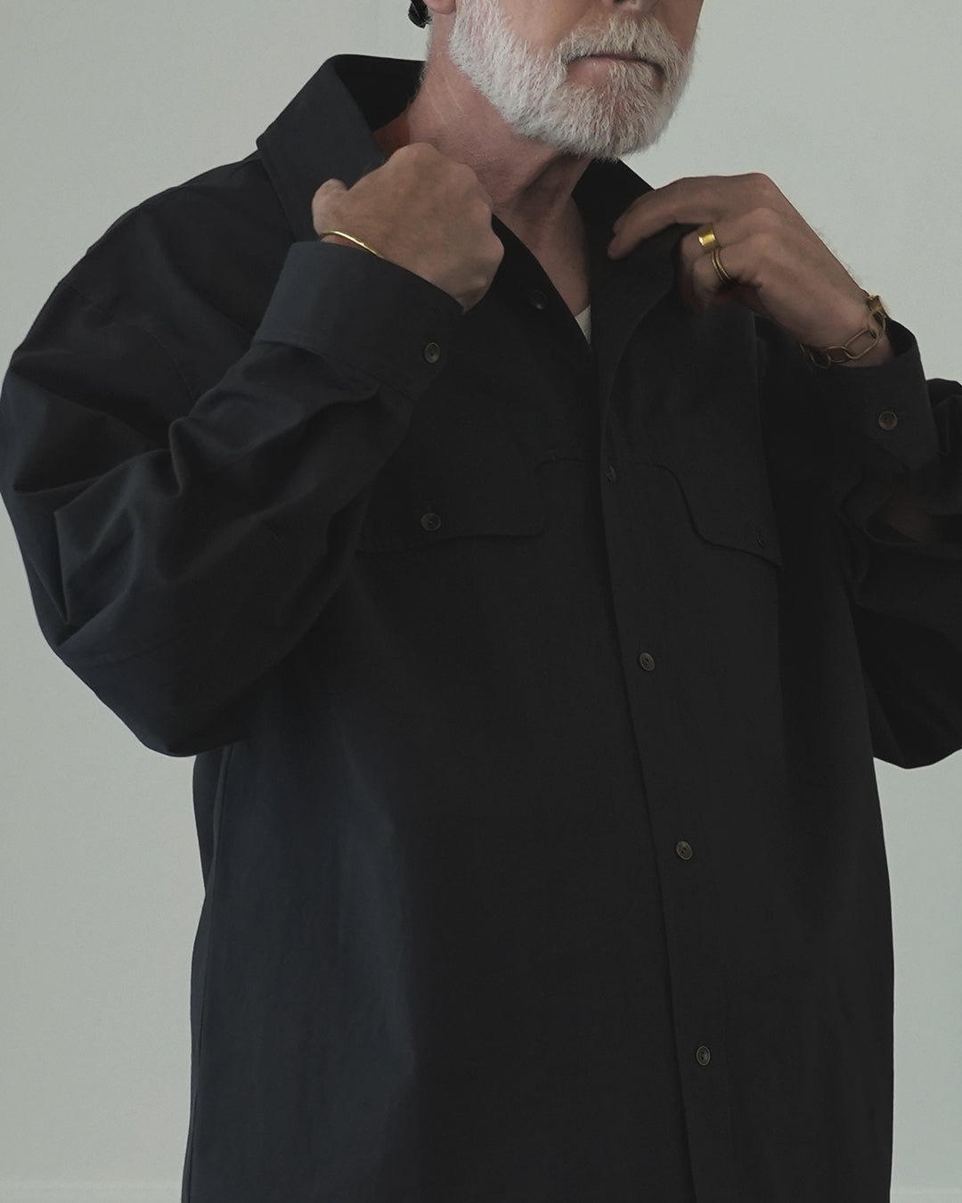 Layered Design Dress Military Shirt〈 000004-13 〉