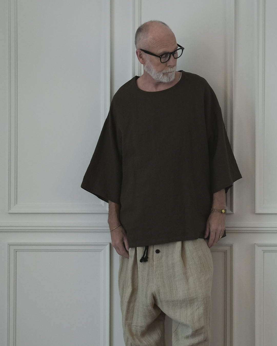 Crew Neck Half Sleeve Over Pullover〈 000008-03 〉
