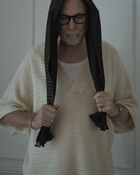 Waffle Russell V Neck 3/4 Sleeve Dolman Knit Pullover.