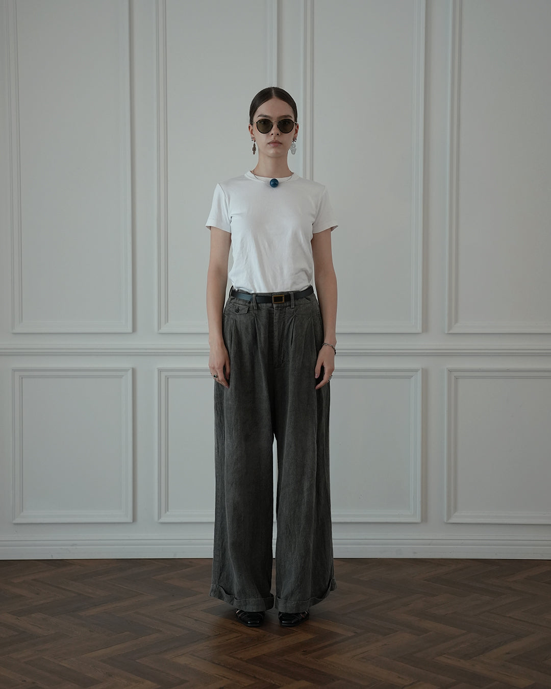 Double Hem Coin Pocket 2Tuck Wide Slacks.