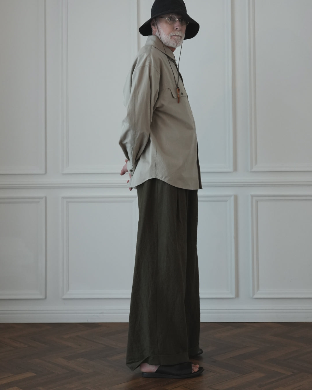 Layered Design Dress Military Shirt〈 000004-15 〉