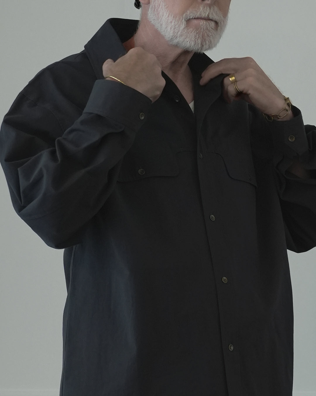 Layered Design Dress Military Shirt.