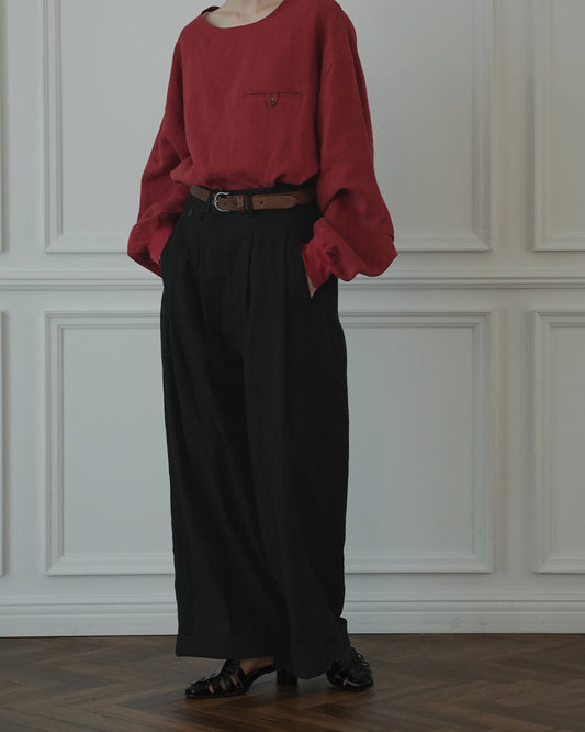 Double Hem Coin Pocket 2Tuck Wide Slacks.