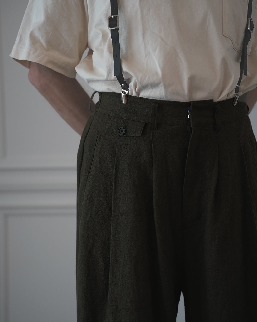 Double Hem Coin Pocket 2Tuck Wide Slacks.