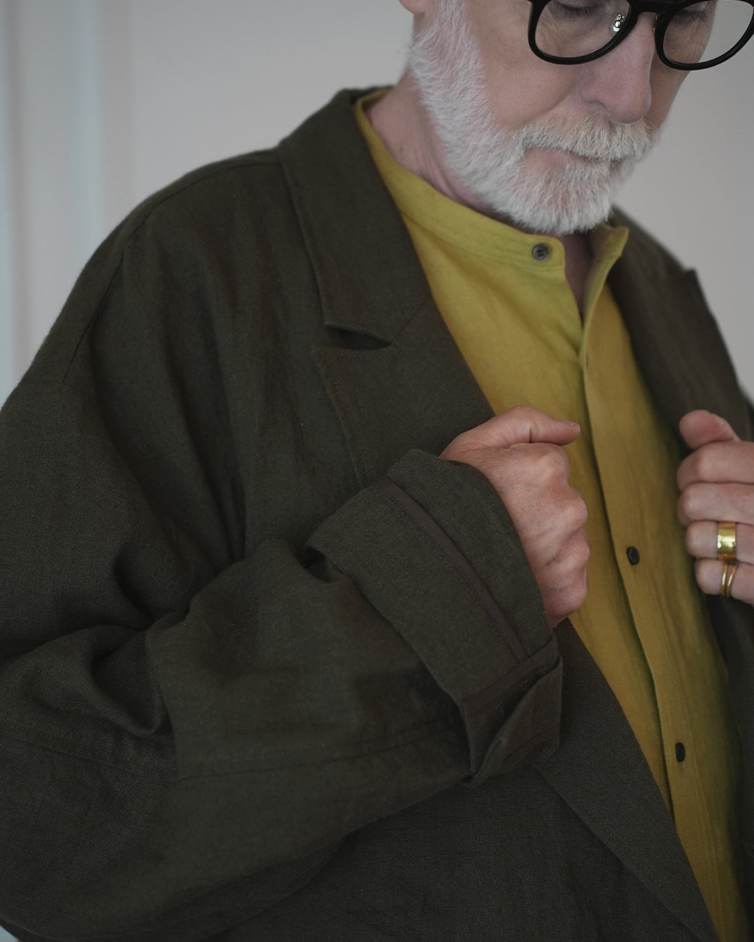 Back-Open Peak Lapel Double-Breasted Over Jacket.