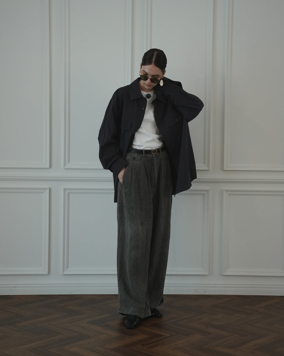 Layered Design Dress Military Shirt.