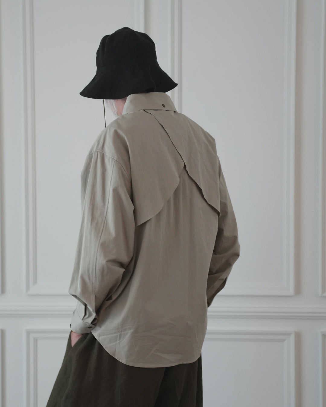 Layered Design Dress Military Shirt〈 000004-15 〉