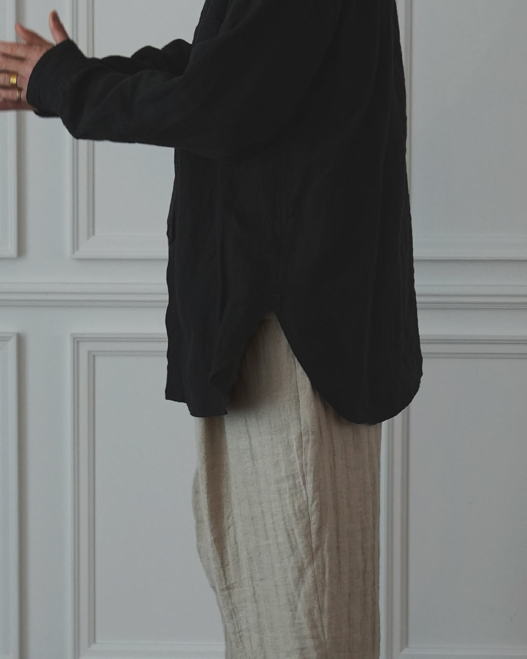 Band Collar Henley Neck Like Atelier Shirt