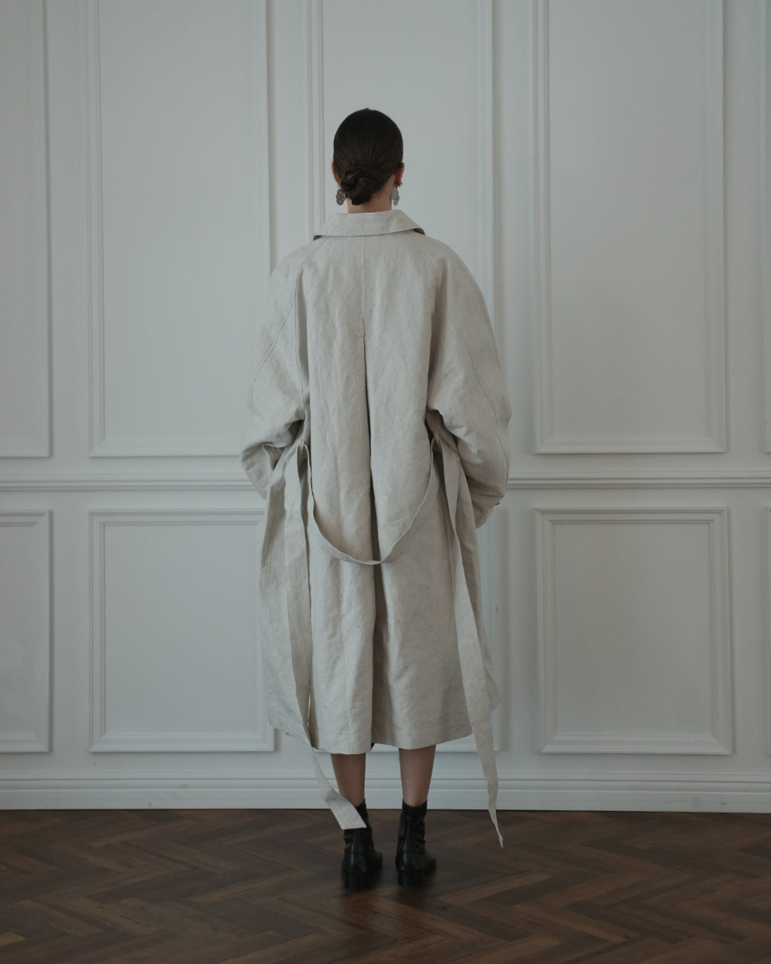Back Flare A-Line Officer Bal Collar Coat.