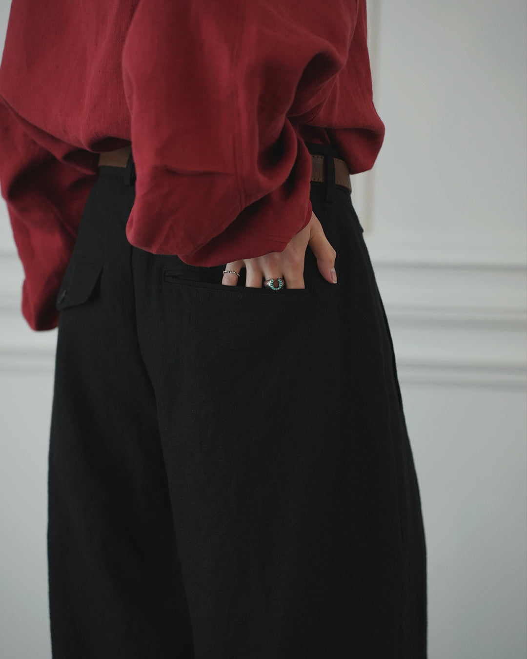 Double Hem Coin Pocket 2Tuck Wide Slacks.