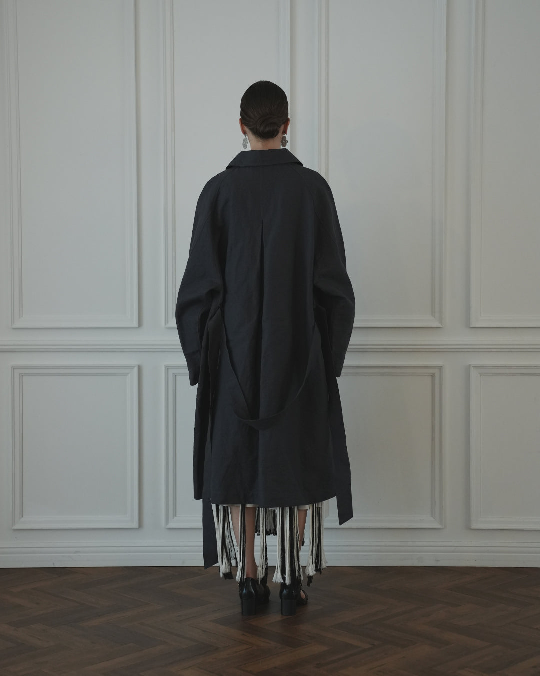 Back Flare A-Line Officer Bal Collar Coat.