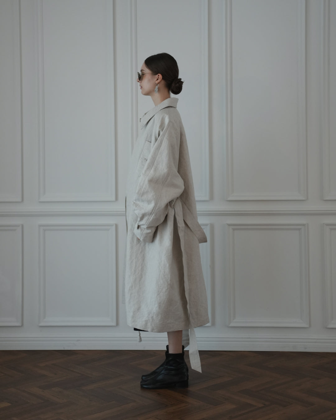 Back Flare A-Line Officer Bal Collar Coat.