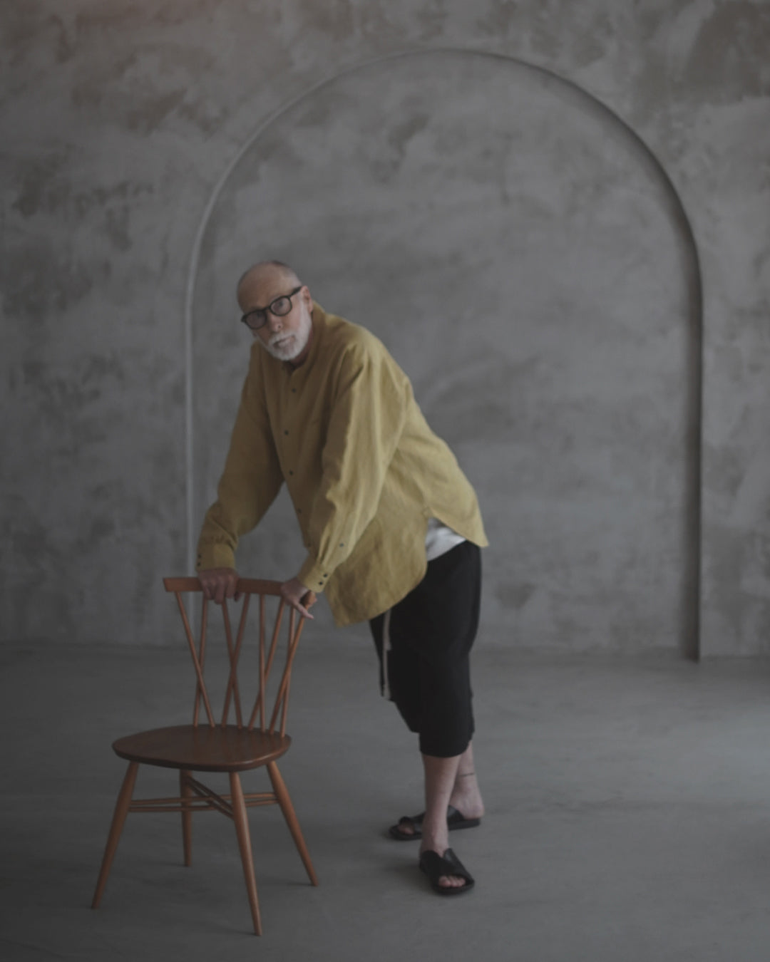 Band Collar Henley Neck Like Atelier Shirt.