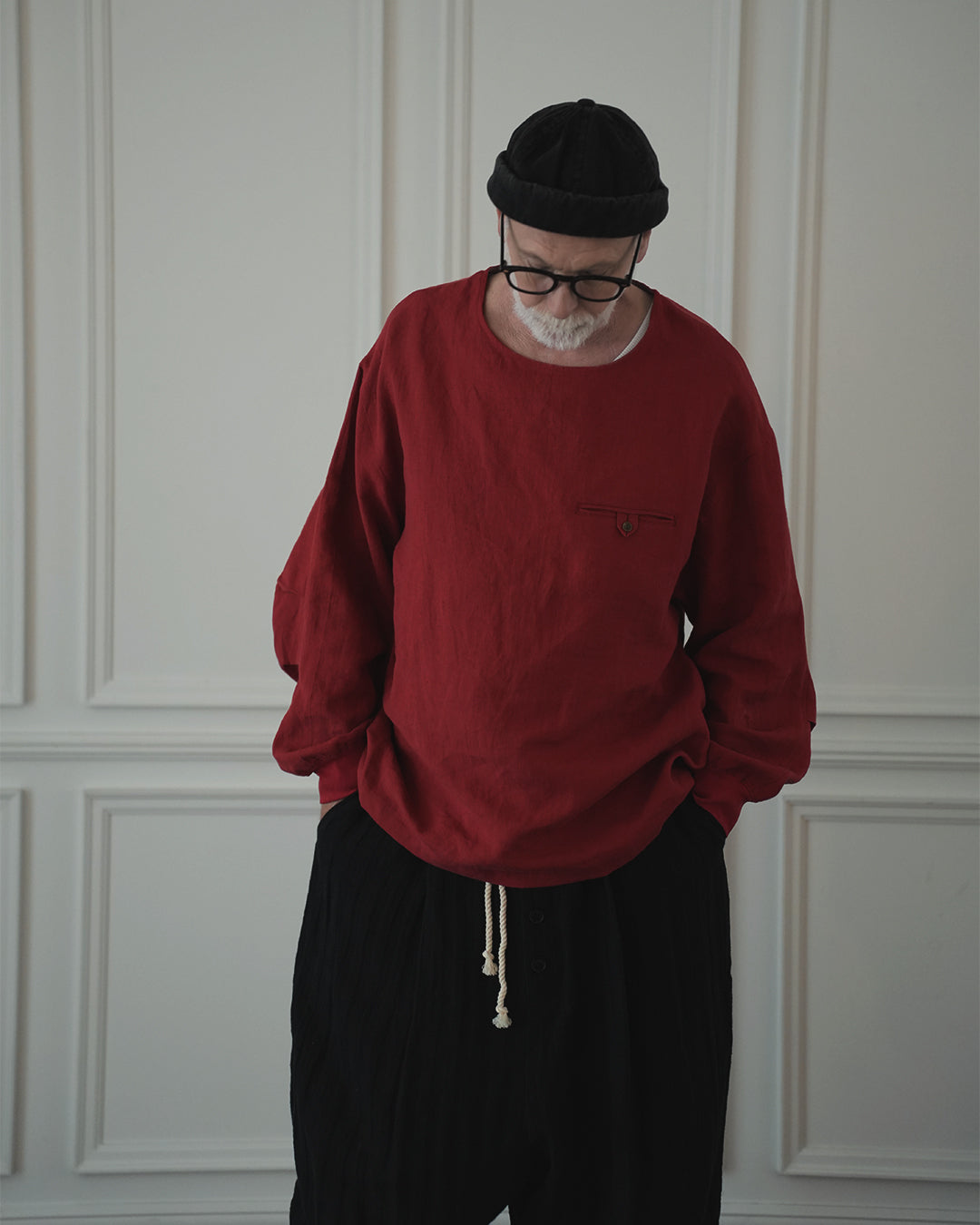 Crew Neck LS Tuck Rib Pullover.