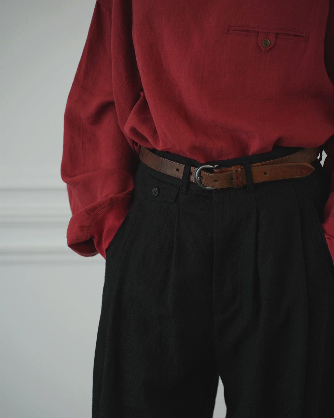 Double Hem Coin Pocket 2Tuck Wide Slacks.