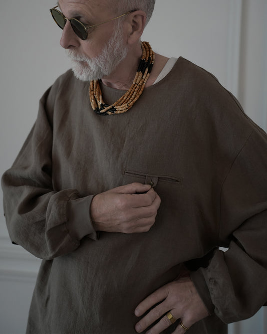 Crew Neck LS Tuck Rib Pullover.