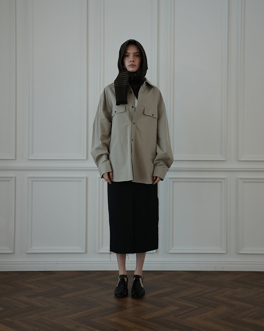 Layered Design Dress Military Shirt.