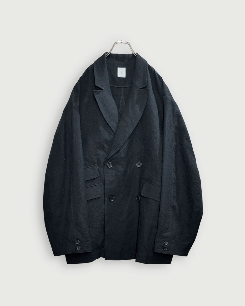 Back-Open Peak Lapel Double-Breasted Over Jacket.