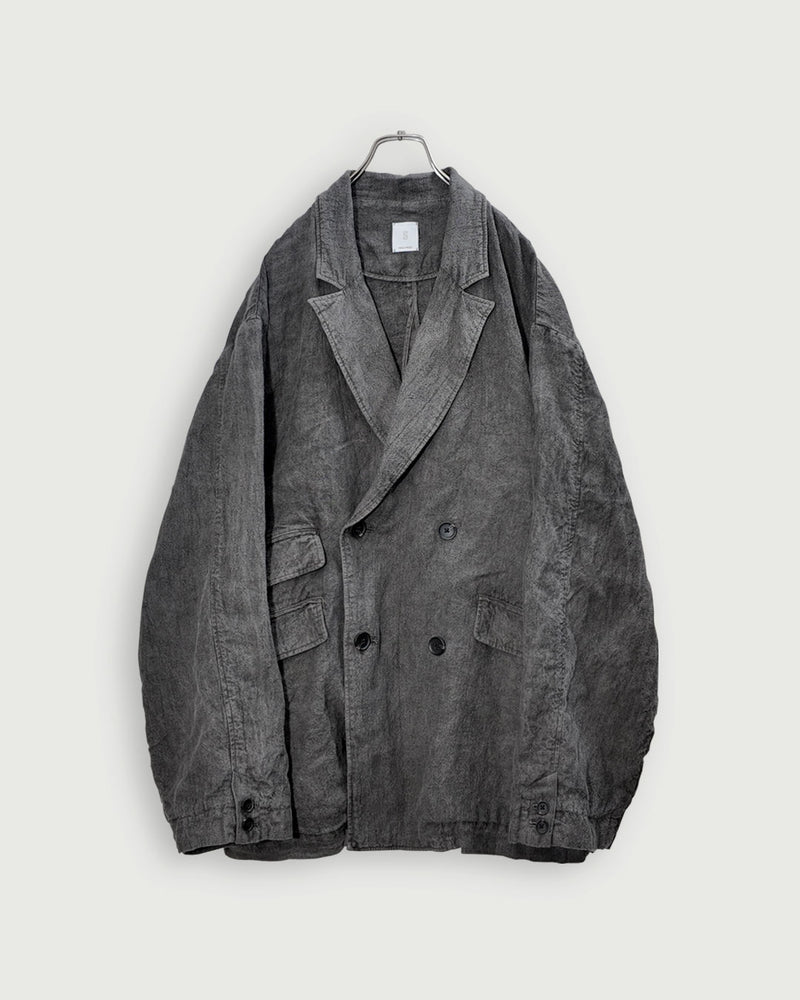Back-Open Peak Lapel Double-Breasted Over Jacket.