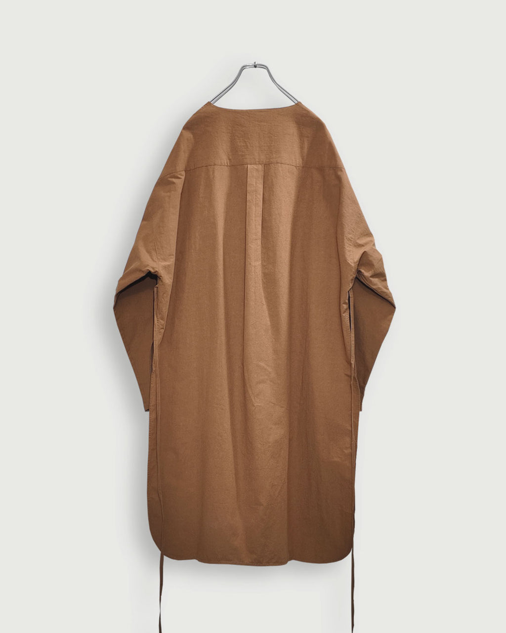 Key Neck Side Slit Long Length Pullover Shirt <#terracotta>