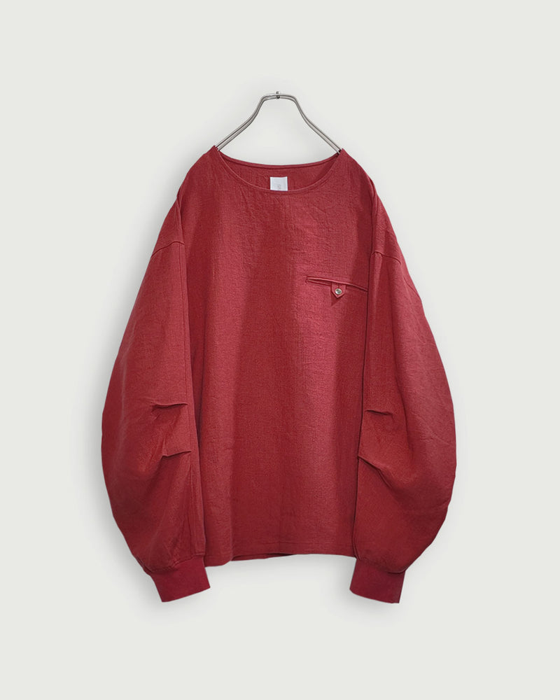 Crew Neck LS Tuck Rib Pullover.