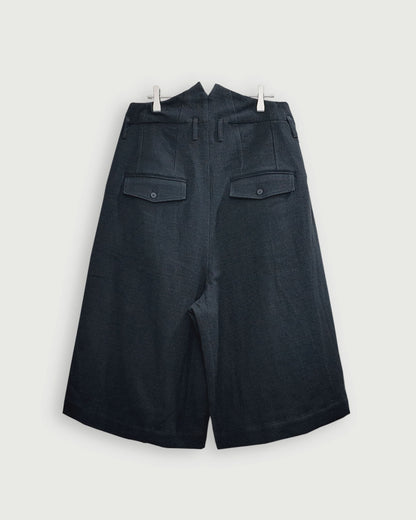 High Waist 2 Tuck Wide Half Trousers.