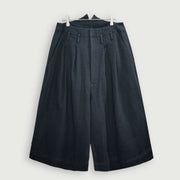 High Waist 2 Tuck Wide Half Trousers.