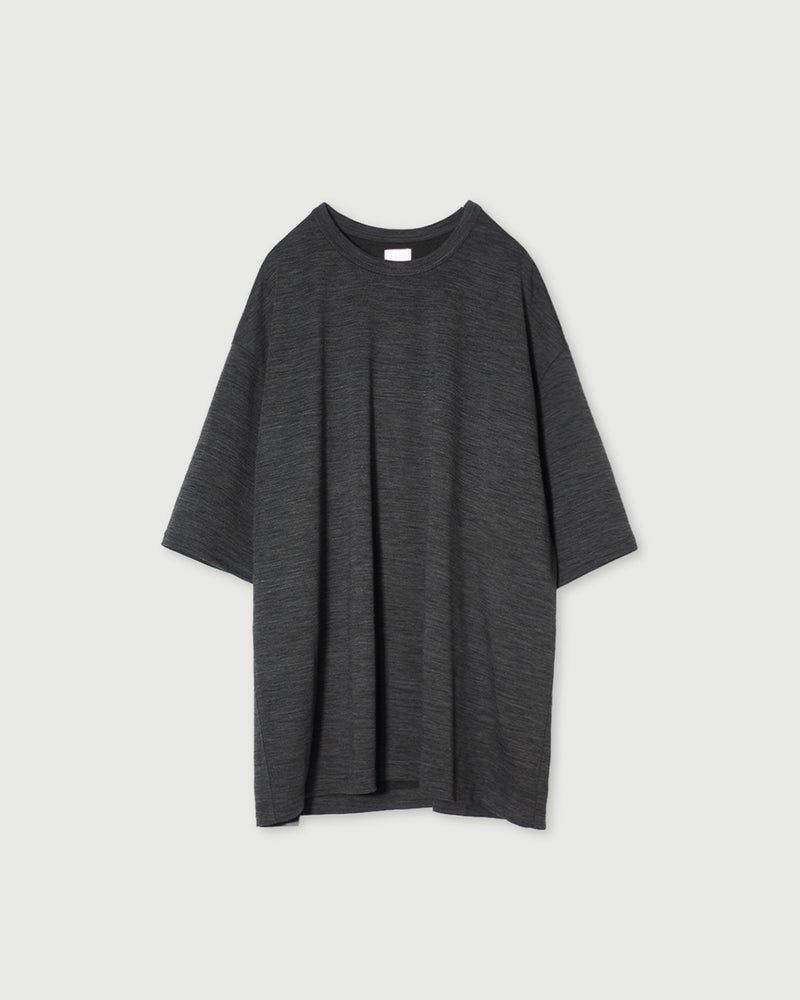 Super100s WOOL Plating Jersey S/S Logo TEE <#heather gray>