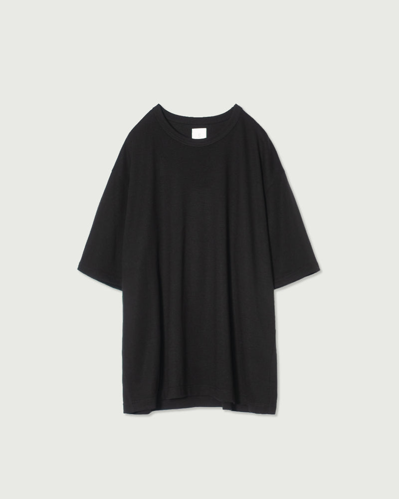 Super100s WOOL Plating Jersey S/S Logo TEE <#black>