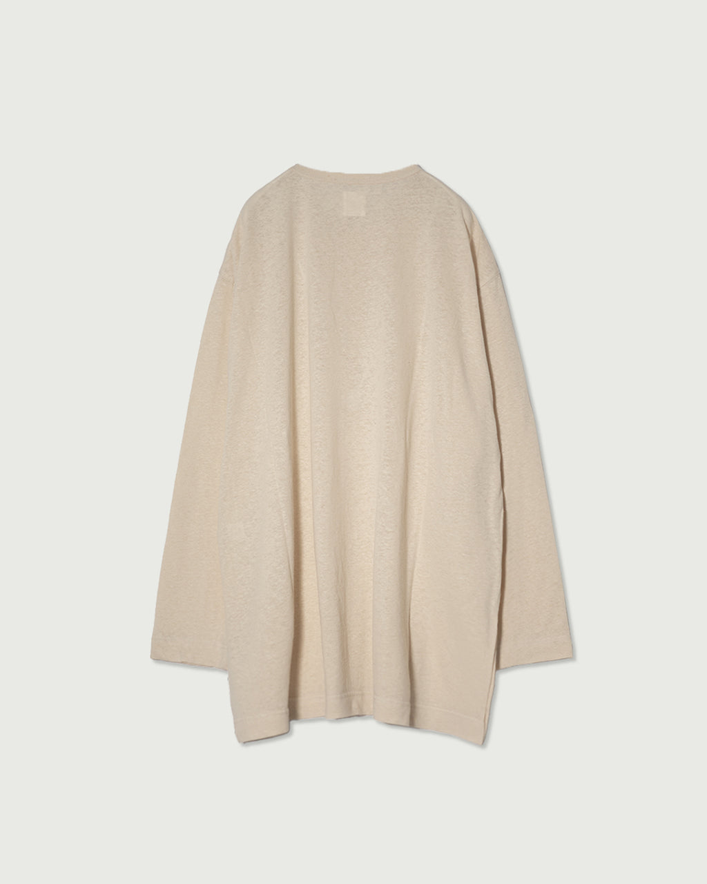 Linen Jersey Henley Neck Middle Length L/S Tee <#ivory>