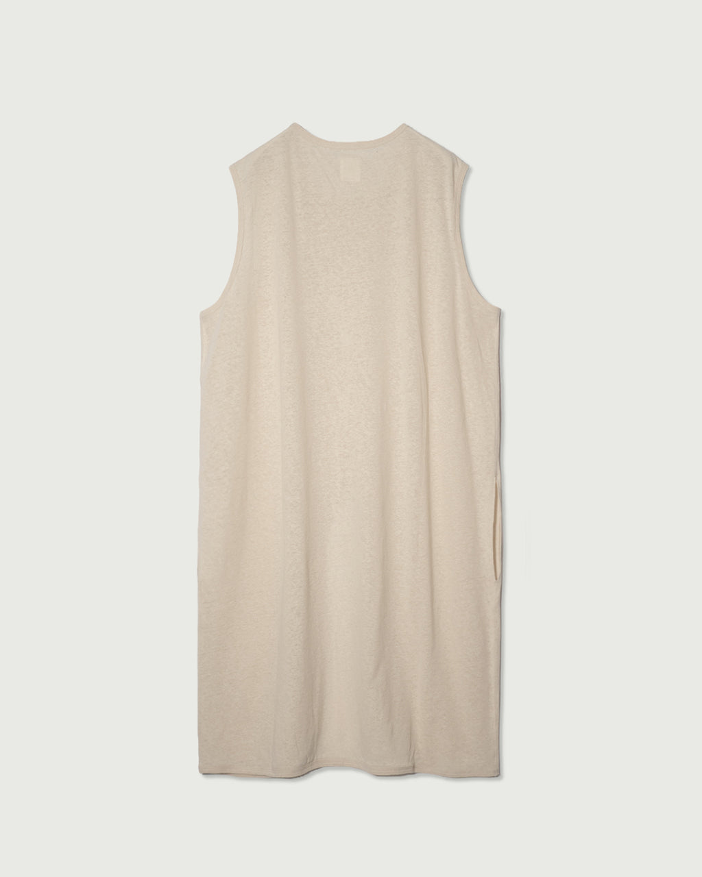 Linen Jersey Inner Layered Front Slit Tank Top <#ivory>