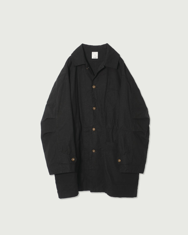 Oiled Wax Washed Moleskin 6-pocket Coverall <#black>