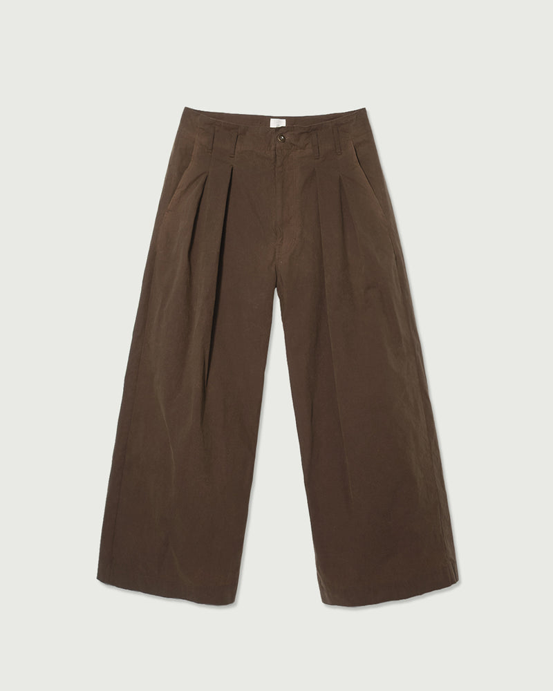Oiled Wax Washed Moleskin Wide Baggy Pants <#camel>