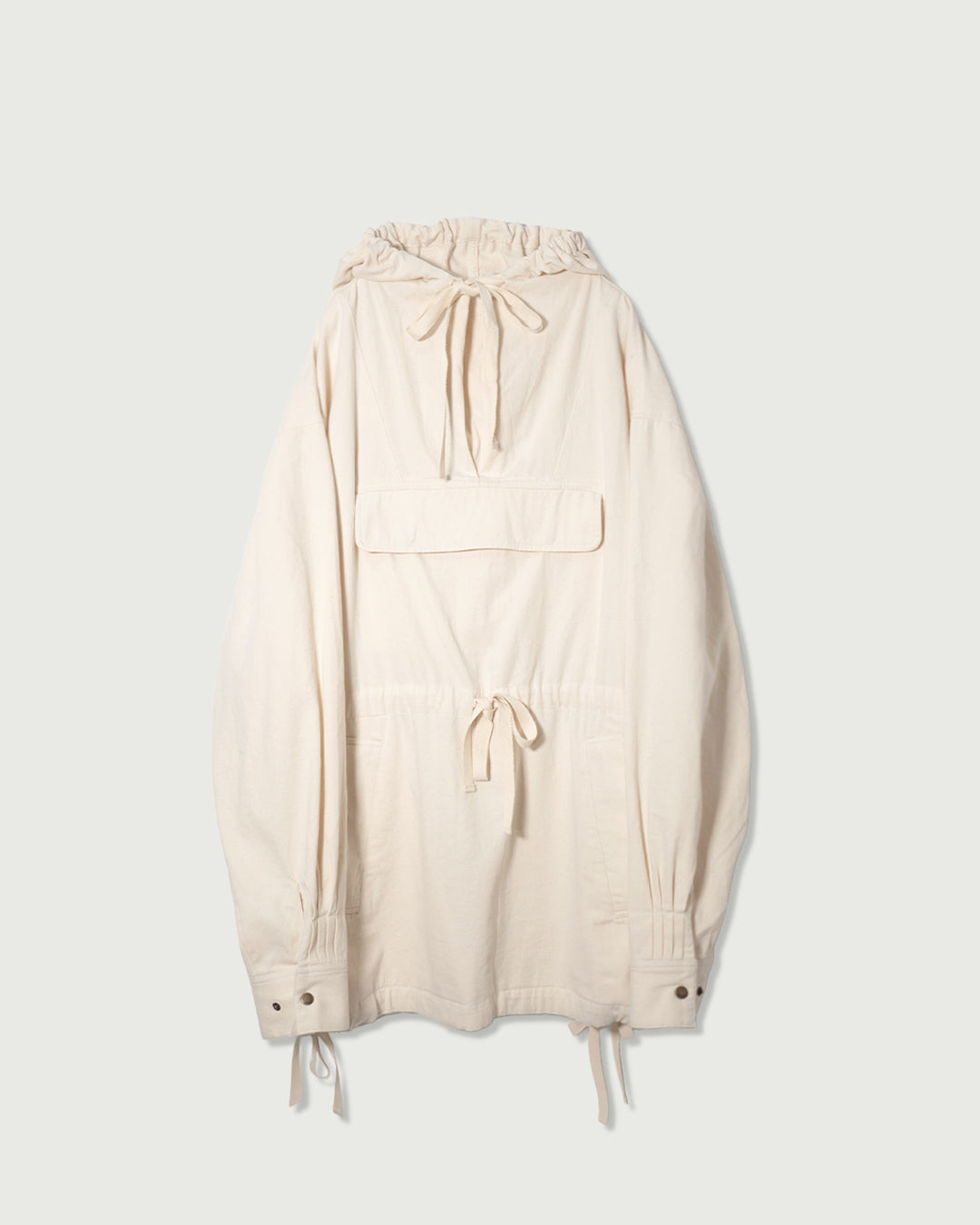 Brushed Cotton Flannel Biowash French Anorak Parka <#ivory&gt