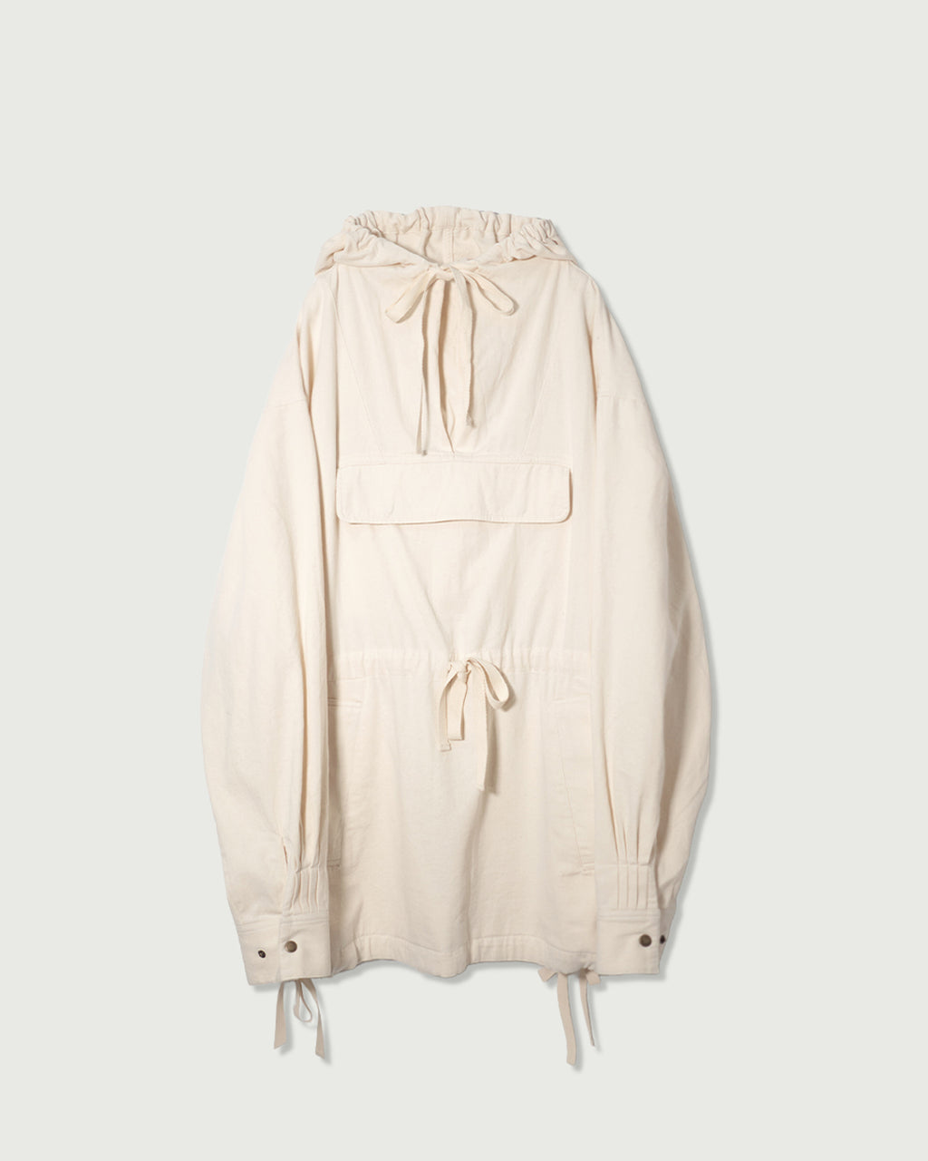 Brushed Cotton Flannel Biowash French Anorak Parka <#ivory>