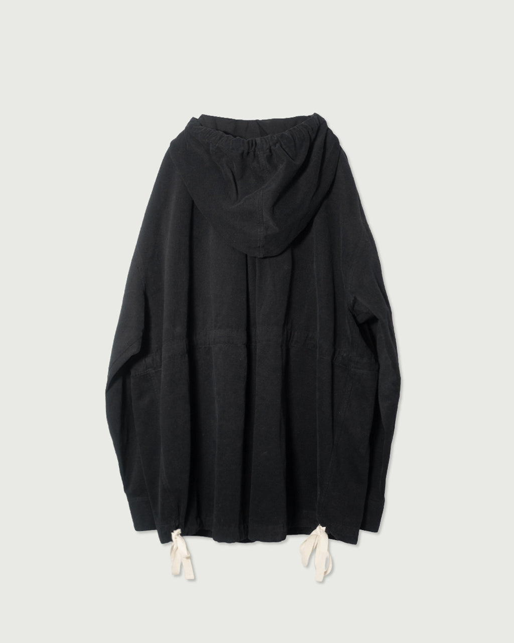 Brushed Cotton Flannel Biowash French Anorak Parka <#black>